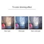 White Base Creative 3D Tricolor LED Decorative Night Light, Button Plug Version, Cat, Iorn Tower, I Love You, Plain Sailing, Owl, Jellyfish, Love Balloon Bear, Castle in the Sky, Have You All the Way, Love Bear, Deer, Geometric Horse, Castle, Heart... - Image 3